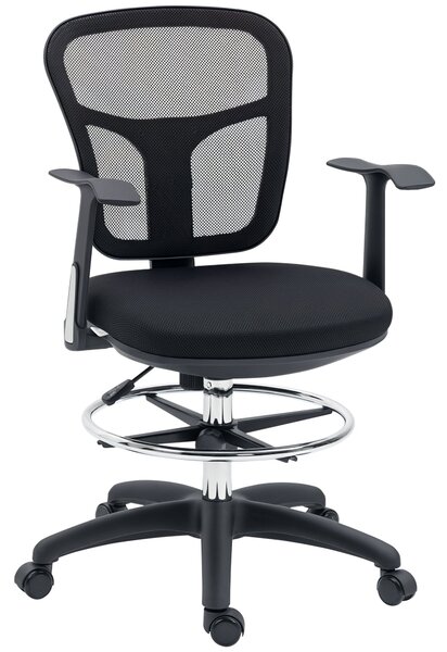 Vinsetto Kancelářská židle, Ergonomická kreslící židle, počítačová židle s výškou 95-115 cm s opěrkami, židle k pracovnímu stolu s opěrkou nohou, otoč