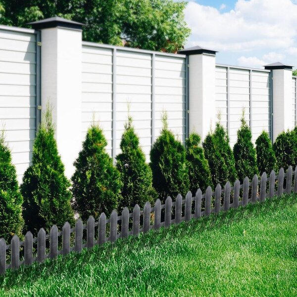10x plastový zahradní plot šedá hranice palisáda lemování trávník 2m