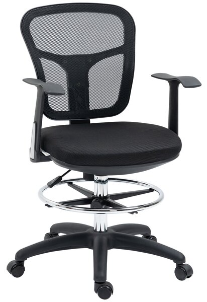 Vinsetto Kancelářská židle, Ergonomická kreslící židle, počítačová židle s výškou 95-115 cm s opěrkami, židle k pracovnímu stolu s opěrkou nohou, otoč