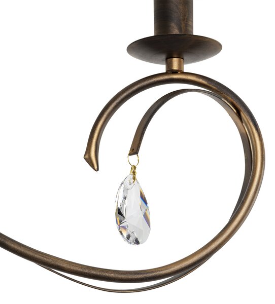 Light for home - Závěsný lustr na řetězu 18503 "VIRGINIA CRYSTAL", 3X40W, E14, hnědá, zlatá, patina