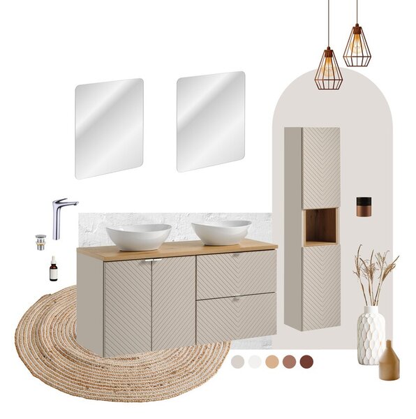 Comad Koupelnová sestava Viva Cashmere s deskou, umyvadlem a skříňkami 60 cm kašmírová/bílá