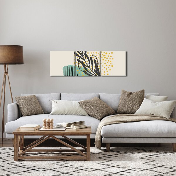 Obraz - Abstraktní listy N⁰3 (s hodinami) (90x30 cm)