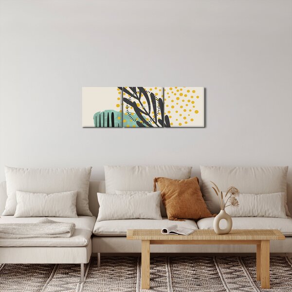 Obraz - Abstraktní listy N⁰3 (s hodinami) (90x30 cm)
