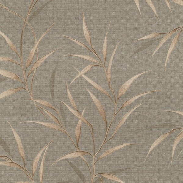 Vliesové tapety na zeď GMK Fashion for walls 5 10528-11, rozměr 10,05 m x 0,53 m, lístky niklové na béžovém pokladu, Erismann