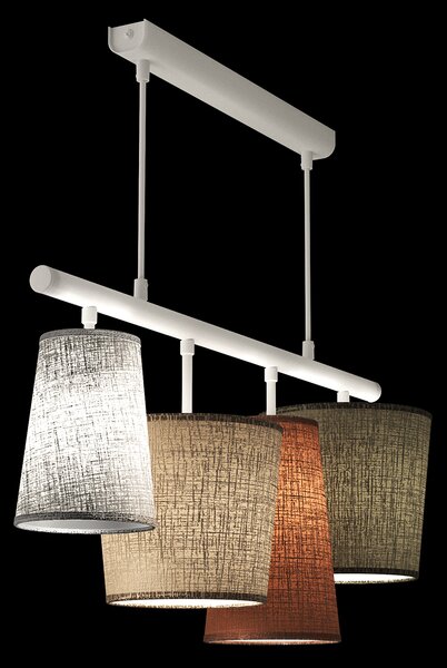 Light for home - Závěsné svítidlo na lanku s látkovými lněnými stínítky 40804 "JAZZ", 4x40W, E14, Bílá