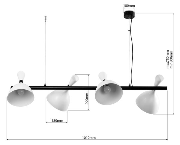 Light for home - Závěsné svítidlo na lankách 10403 "TURIN", 4x40W, E14, černá, zlatá