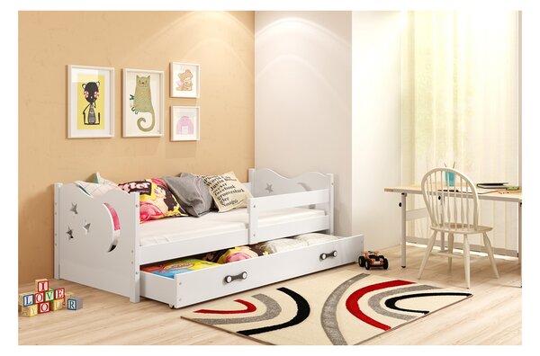 Dětská postel s úložným prostorem s matrací 80x160 LAZORA - bílá