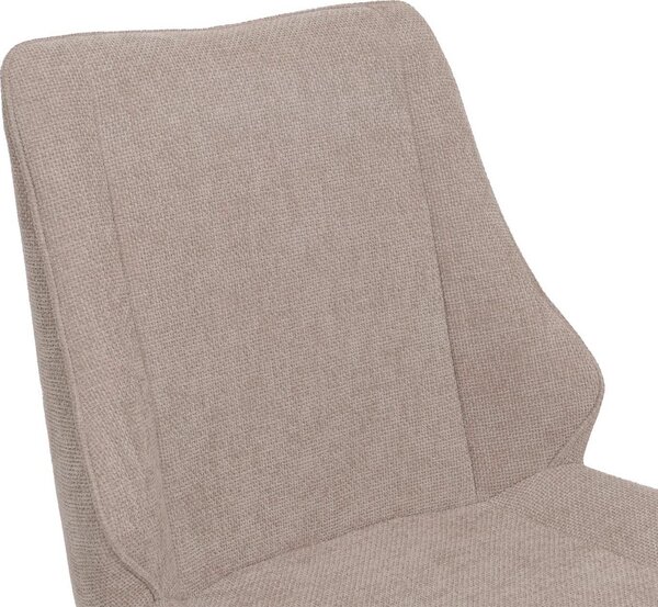 Sada 2 jídelních židlí HWC-O48, kuchyňská židle, otočná s automatickým návratem, látka/textil šenil (320g/m²) Oeko-Tex béžová
