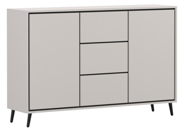 Komoda FRESCO 2D3S, příborník, ložnicový příborník, vysoký příborník 100 cm, barva kašmír, se dvěma křídlovými dvířky a třemi zásuvkami