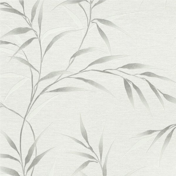 Vliesové tapety na zeď GMK Fashion for walls 5 10528-31, rozměr 10,05 m x 0,53 m, lístky stříbrné na bílém pokladu, Erismann