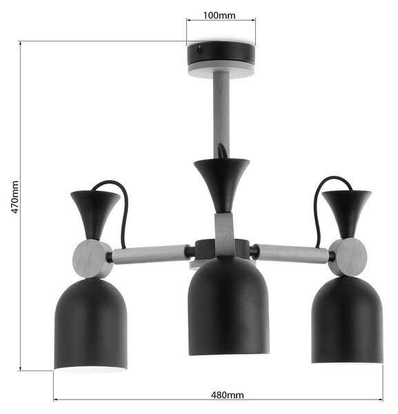 Light for home - Lustry na tyči 60366 "MONTE", 3x60W, E27, bílá, přírodní olše