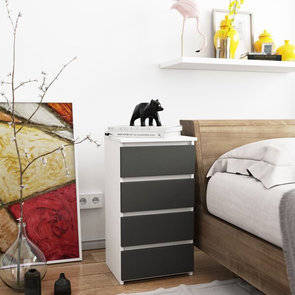 Ak furniture Komoda CL4 40 cm bílá/grafitově šedá