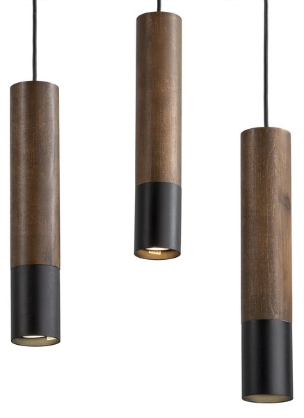 Light for home - Závěsné svítidlo na lanku 40899 "GLAZE WOOD", 3x35W, GU10, Černá