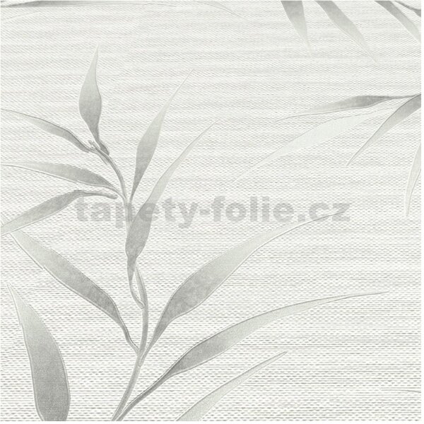 Vliesové tapety na zeď GMK Fashion for walls 5 10528-31, rozměr 10,05 m x 0,53 m, lístky stříbrné na bílém pokladu, Erismann