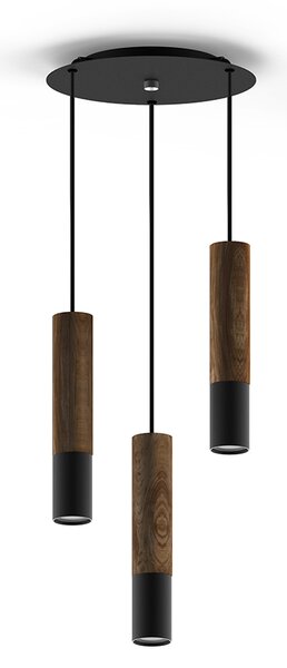 Light for home - Závěsné svítidlo na lanku 40899 "GLAZE WOOD", 3x35W, GU10, Černá