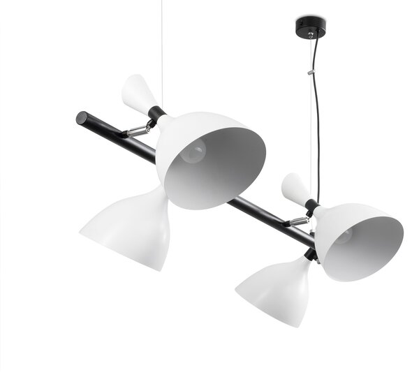 Light for home - Závěsné svítidlo na lankách 10403 "TURIN", 4x40W, E14, Černá + bílá
