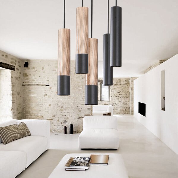 Light for home - Závěsné svítidlo na lanku 40899 "GLAZE WOOD", 3x35W, GU10, Černá