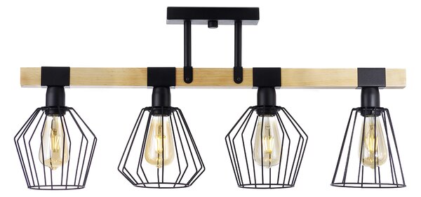 Light for home - Lustr na tyči 20955 "CAMEROON", 4x60W, E27, černá, přírodní olše