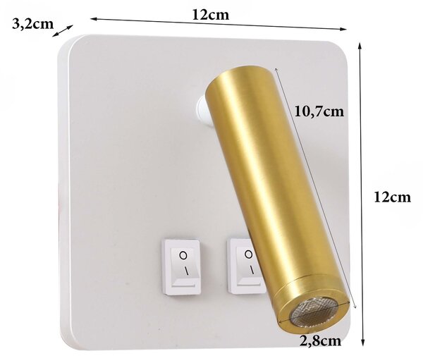 Immax GOAL 2 Vypínače, designové nástěnné LED svítidlo 7W, BÍLÉ+ZLATÉ