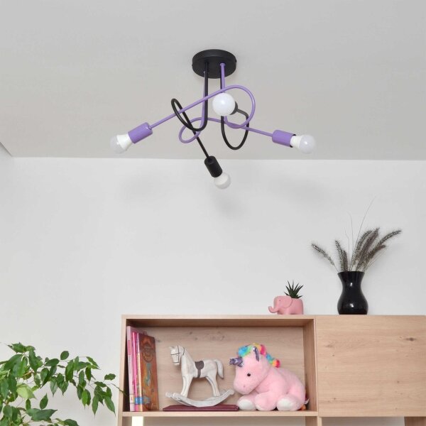 Přisazený lustr OXFORD 4xE27/15W/230V černá/fialová