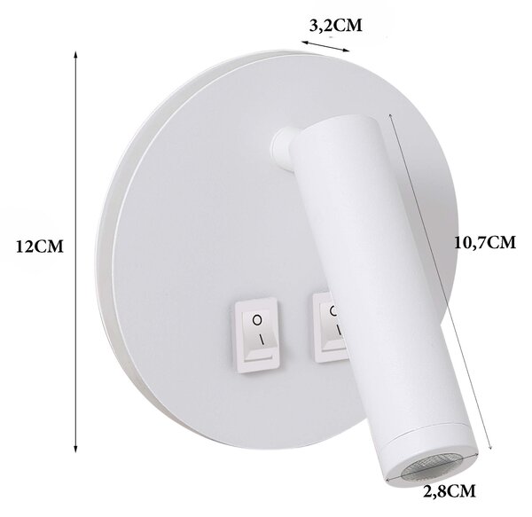 Immax GOAL 2 Vypínače designové nástěnné LED svítidlo 6W, BÍLÉ