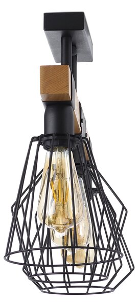 Light for home - Lustr přisazený ke stropu na tyči 20966 "CAMEROON", 3x60W, E27, černá, přírodní olše