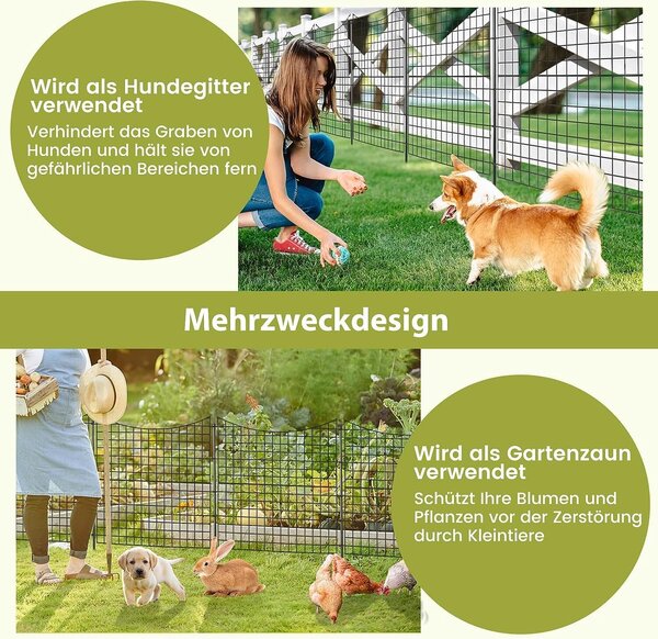 COSTWAY 5 kusů dekorativních zahradních plotů, 98 cm vysoký kovový zásuvný plot, zábrana pro psy, krajinný plot pro záhony, dekorativní plot, nerezový plot pro jezírka, černý