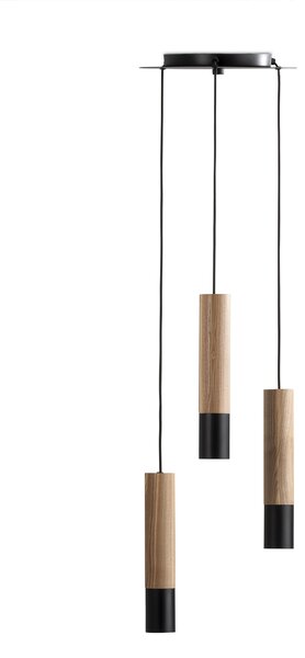 Light for home - Závěsné svítidlo na lanku 40899 "GLAZE WOOD", 3x35W, GU10, Černá