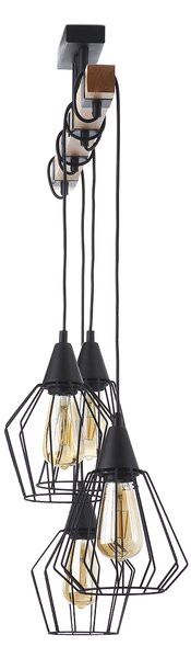 Light for home - Závěsné svítidlo na lankách 20411 "CAMEROON", 4x60W, E27, černá, přírodní olše