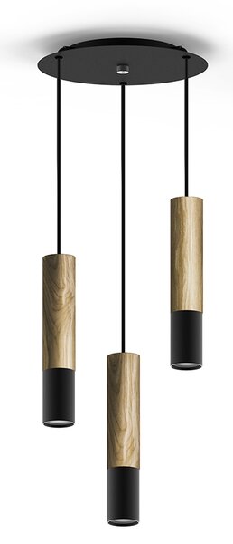 Light for home - Závěsné svítidlo na lanku 40899 "GLAZE WOOD", 3x35W, GU10, Černá