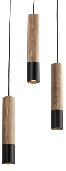 Light for home - Závěsné svítidlo na lanku 40899 "GLAZE WOOD", 3x35W, GU10, Černá
