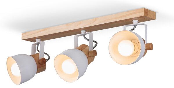 Light for home - Stropní bodové svítidlo 40244 "VIANA", 3x60W, E27, bílá, přirozená borovice