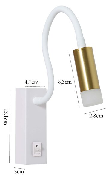 Immax GOAL designové nástěnné LED svítidlo s vypínačem,3W, WHITE+GOLD+ACRYL