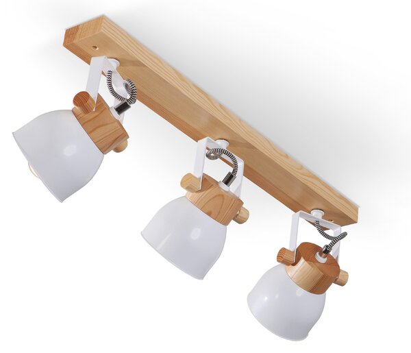 Light for home - Stropní bodové svítidlo 40244 "VIANA", 3x60W, E27, bílá, přirozená borovice