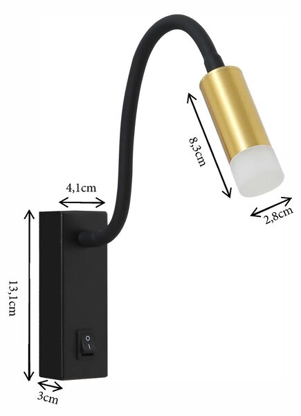 Immax GOAL designové nástěnné LED svítidlo s vypínačem, 3W, BLACK+GOLD+ACRYL