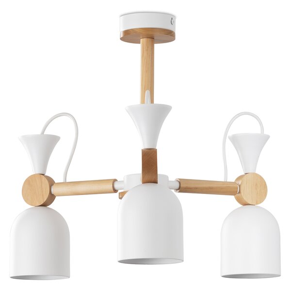 Light for home - Lustry na tyči 60366 "MONTE", 3x60W, E27, bílá, přírodní olše