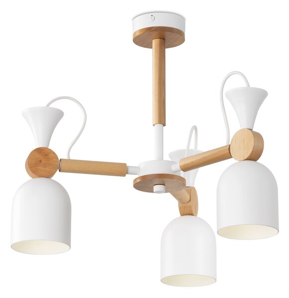 Light for home - Lustry na tyči 60366 "MONTE", 3x60W, E27, bílá, přírodní olše