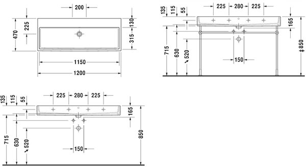 Duravit Vero Air umyvadlo 120x47 cm obdélníkový nábytkový bílá 2350120070