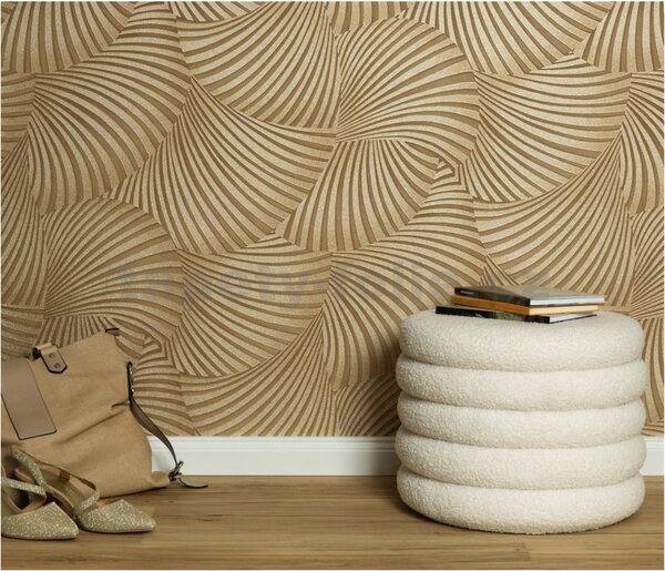 Vliesové tapety na zeď GMK Fashion for walls 5 10525-30, rozměr 10,05 m x 0,53 m, 3D twill zlatý na hnědém podkladu, Erismann