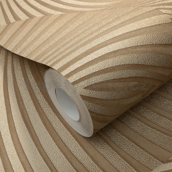 Vliesové tapety na zeď GMK Fashion for walls 5 10525-30, rozměr 10,05 m x 0,53 m, 3D twill zlatý na hnědém podkladu, Erismann