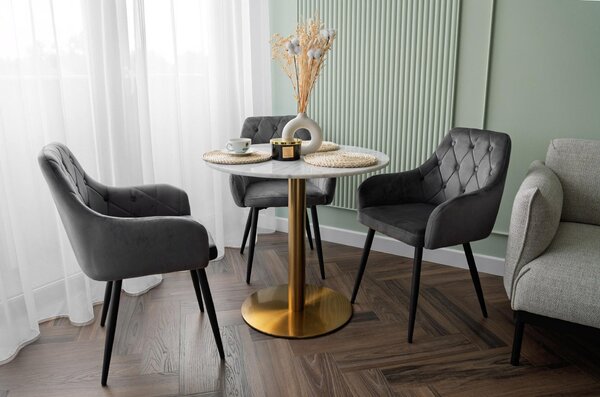 Sametová židle ATLANTA VELVET, kovové nohy, šedá barva
