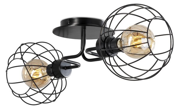 Light for home - Nástěnné svítidlo s drátěnými stínítkami 13513 "ELECTRICO", 2x60W, E27, Černá