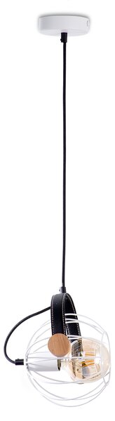 Light for home - Závěsné svítidlo na lanku 60444 "LEON", 1x60W, E27, bílá, černá kůže