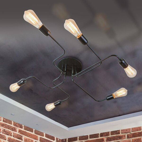 Light for home - Lustr přisazený ke stropu 20466 "ELECTRICO", 6x60W, E27, Černá