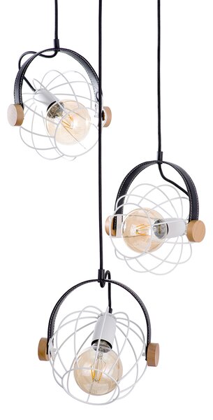Light for home - Závěsné svítidlo na lanku 60108 "LEON", 3x60W, E27, bílá, černá kůže