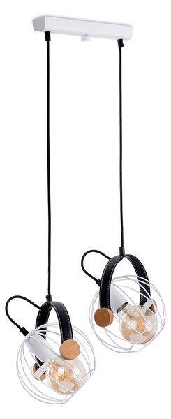 Light for home - Závěsné svítidlo na lanku 60466 "LEON", 2x60W, E27, bílá, černá kůže