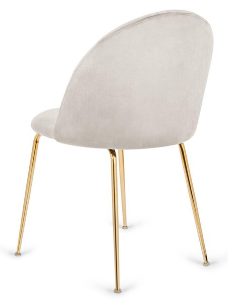 Elegantní čalouněná jídelní židle sametově šedá se zlatými nohami - glamour design, robustní ocelový rám