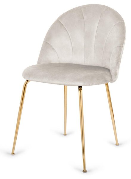 Elegantní čalouněná jídelní židle sametově šedá se zlatými nohami - glamour design, robustní ocelový rám