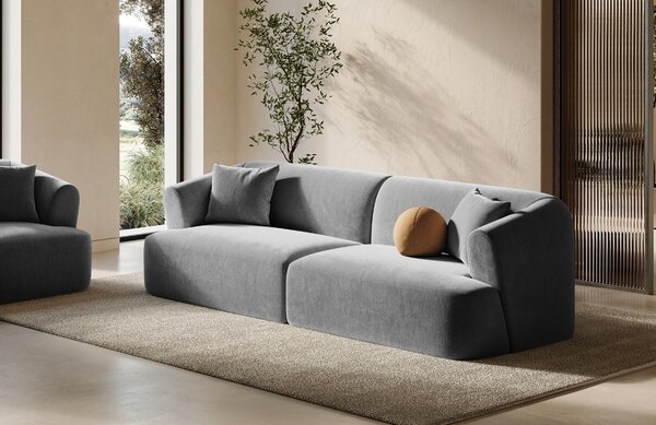 -25 % Dny MOMENTI– Cosmopolitan Design Šedá sametová trojmístná pohovka Campi 220 cm