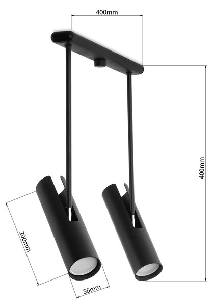 Light for home - Závěsné svítidlo na tyči 60308 "GLAZE", 2x35W, GU10, Černá